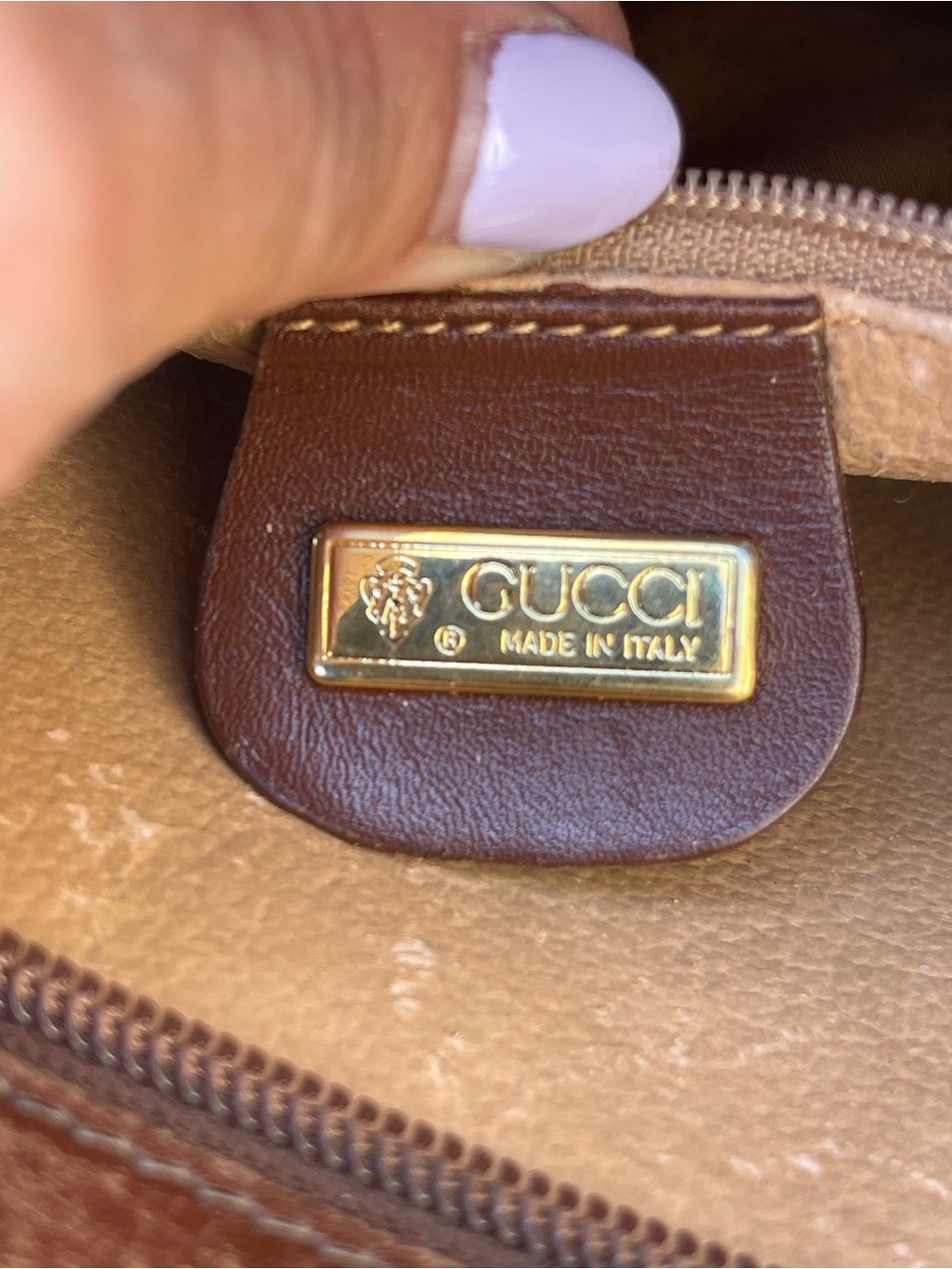 Gucci Vintage GG Monogram Canvas Crossbody Messenger Bag Brown Leather Trim - Picture 5 of 13